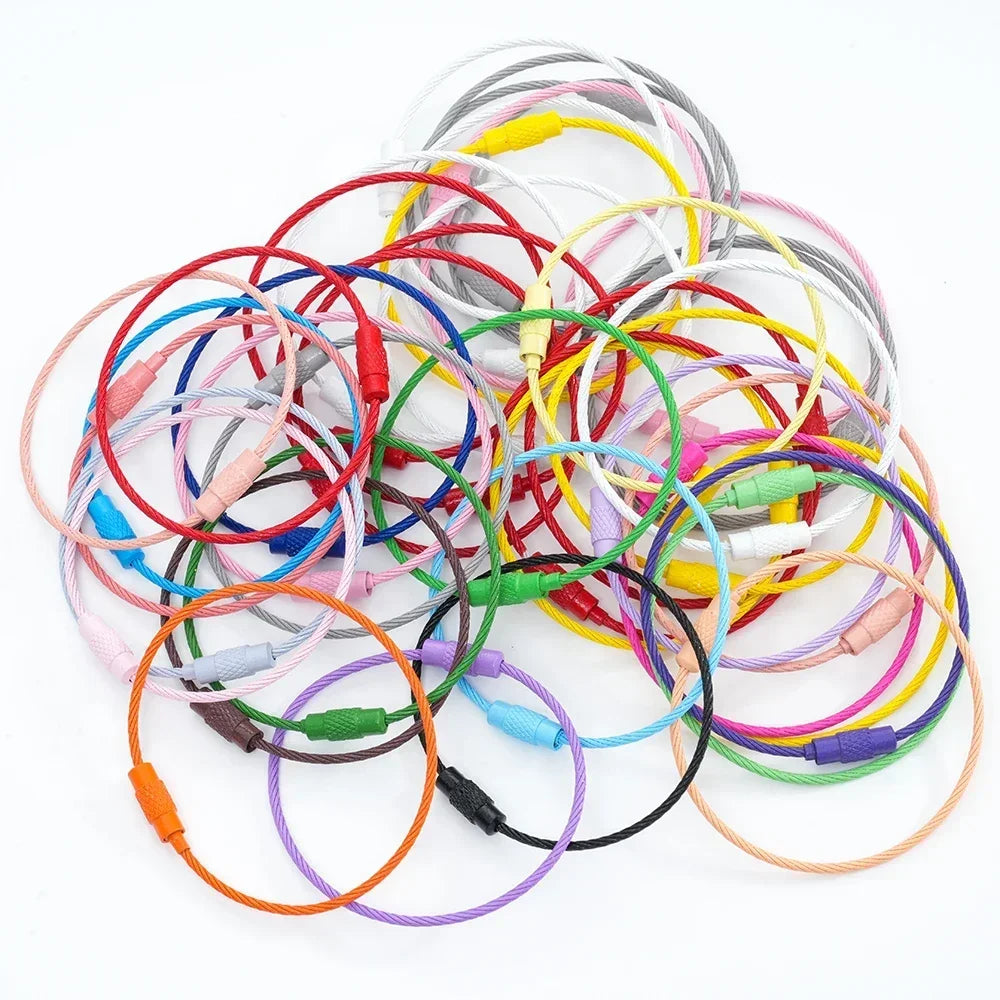 5pcs Colorful Metals Steel Wire Keychain Loop Solid Color Loop Holder Key Chains Diy Key Chain Cell Phone Chain Accessories