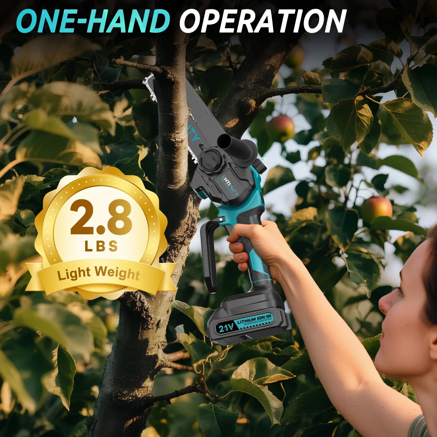 Mini Cordless Chainsaw 6 Inch Small Electric Chainsaw Battery Powered Hand Held Pruning Chainsaw for Wood Cutting and Tree Trimming, Blue