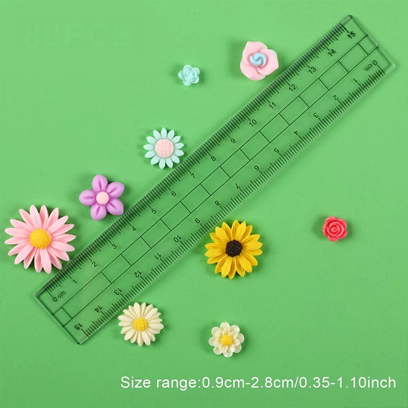 100pcs mixed small daisy rose resin accessories DIY cream glue hairpin cell phone case making materials mother plot gifts