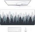 Large Gaming Mouse Pad, Forest Theme XXL 35.4 X 15.7 in Desk Pad Stitched Non-Slip Rubber Long Computer Mousepad Thin Extended Full Size Desk Mat for Desktop, Laptop, Wireless Mice, White