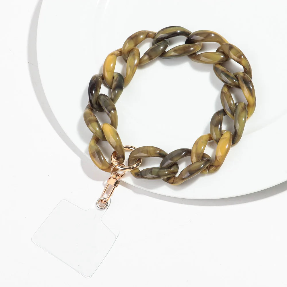 New Turquoise Acrylic Chunky Cuban Chain Mobile Phone Lanyard Men Women Rock Key Cellphone Cases Strap Accessories Jewelry Gift