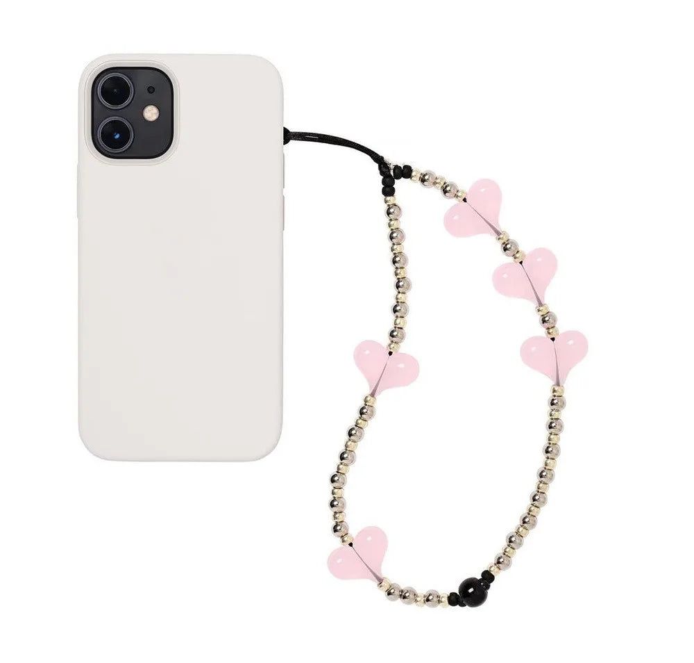 HERLOOK Heart Phone Charm Y2K Accessories Metal Beads Chain for Cell Phones Mobile Strap