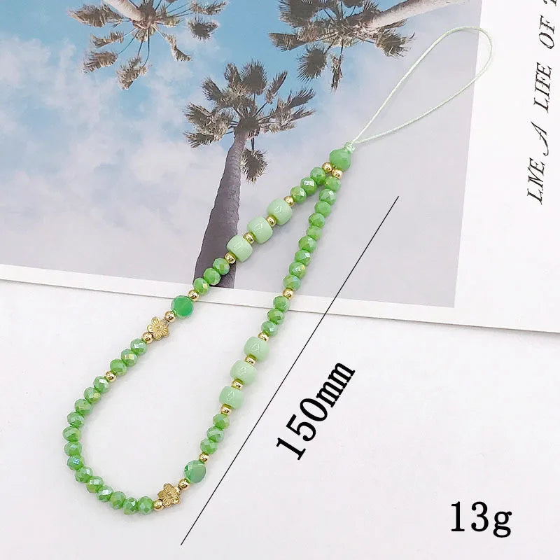 2023 Pink Acrylic Heart Cellphone Chain Lanyard Jewelry for Women Vintage Devil Eye Flower Charm Phone Case Strap Accessories