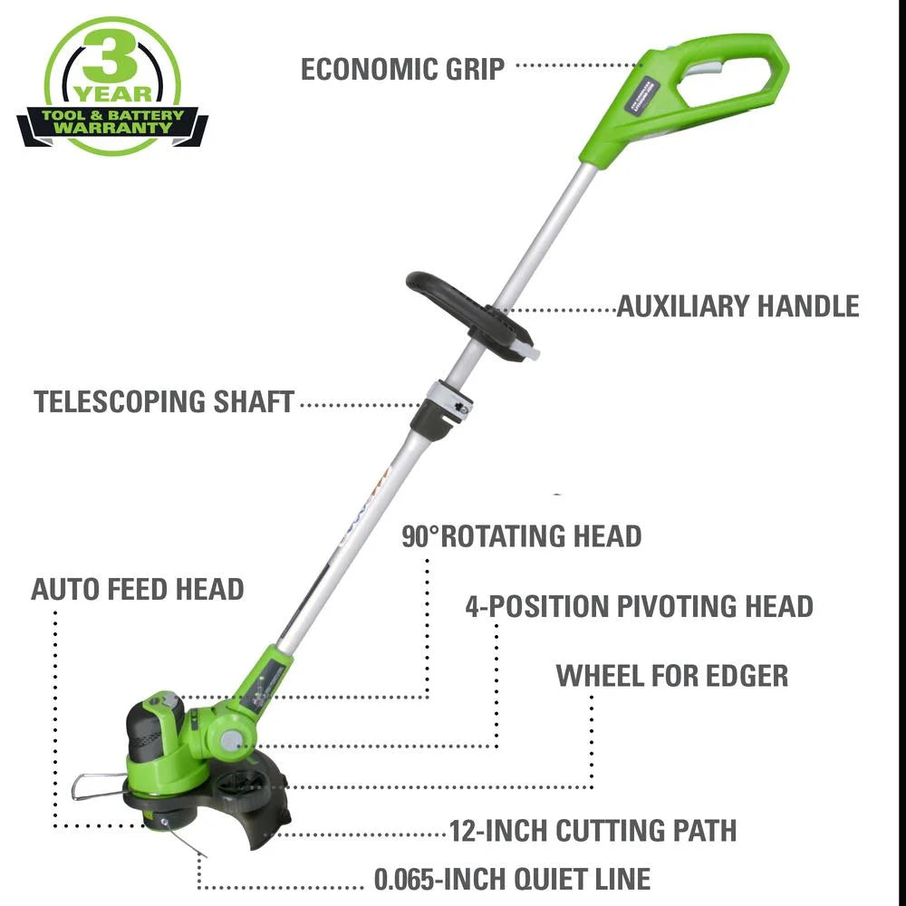 24V 12" Cordless String Trimmer/Edger with 2.0 Ah USB Battery & Charger 2117902AZVT