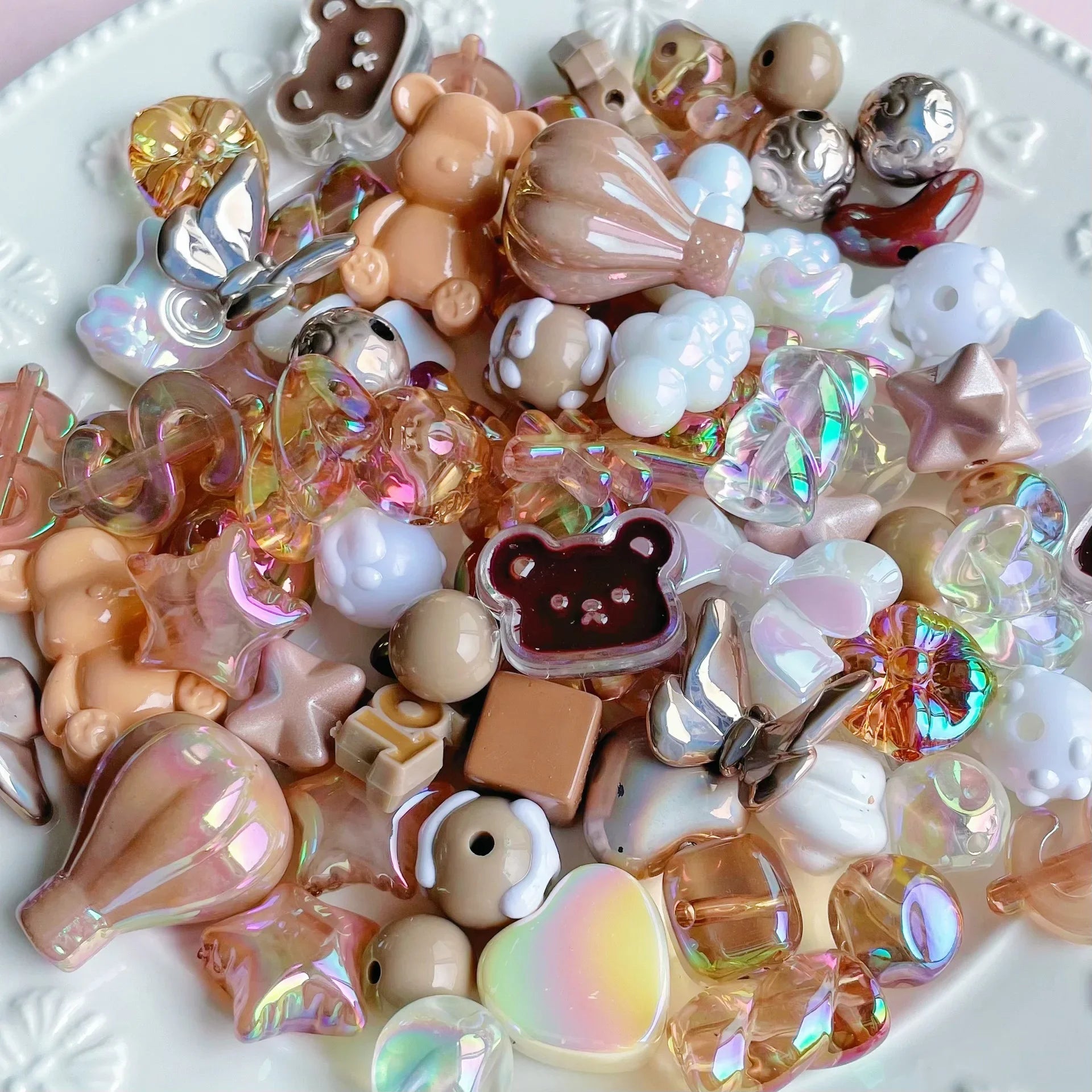 25/50/100g Cute Random Mixed Plastic Acrylic Beads For DIY Necklace Bracelet Cellphone Strap Jewelry Craft Making Accessories