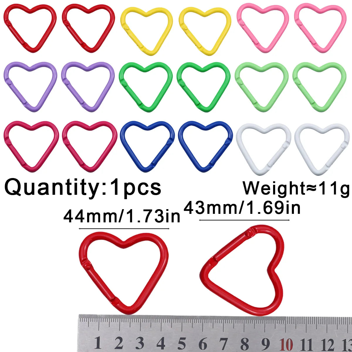 Peach Heart Baked Lacquer 44mm Spring Clip 1~20pcs Keychain for Jewelry Making Key Chain Cell Phone Chain Pendant DIY Accessorie