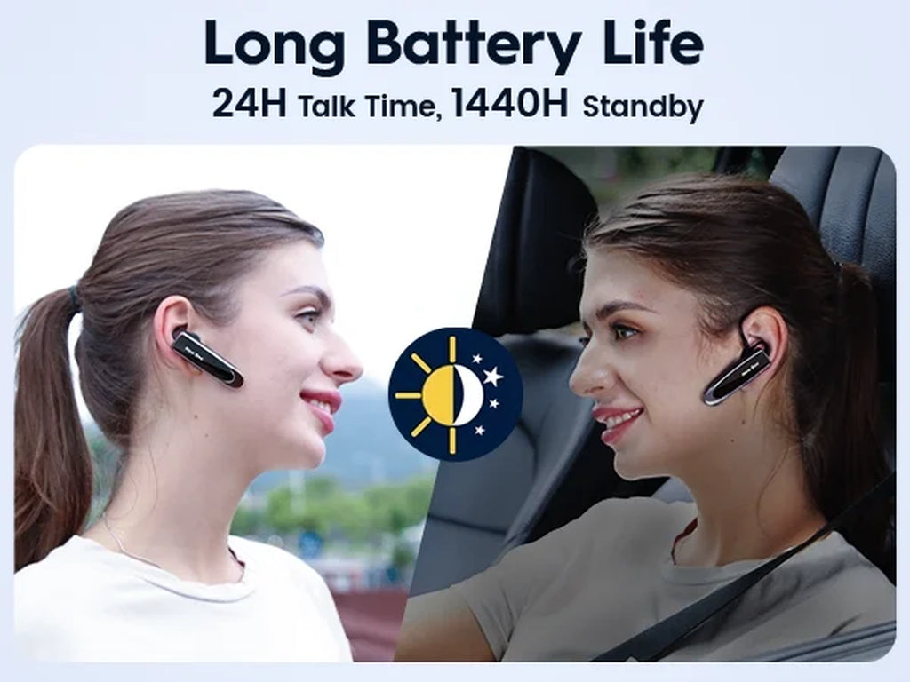 2PC Bluetooth Headphones V5.0 Wireless (24H Talk Time/180D Standby) W/Mic, Dual Device Connectivity for Iphone/Android/Samsung/Laptop, Business Trucker Headsets,Gold