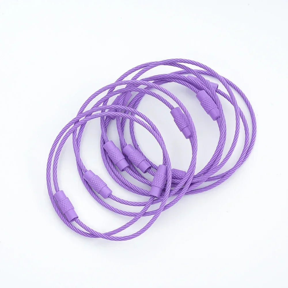 5pcs Colorful Metals Steel Wire Keychain Loop Solid Color Loop Holder Key Chains Diy Key Chain Cell Phone Chain Accessories