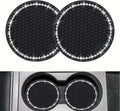 2PCS Bling Car Cup Coaster, Universal Vehicle Bling Holder Insert,2.75 Inch Rhinestone anti Slip Silicone Insert,Suitable for Most Car Interior,Best Gift Car Bling for Women, Black, 2 Pack