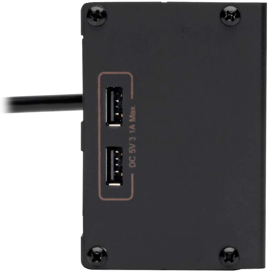 Isobar 6 Outlet Surge Protector Power Strip with 2 USB Charging Ports,10Ft Long Cord, Right-Angle Plug, Metal, 3840 Joules,Lifetime Limited Warranty & $50K Insurance (Ibar6Ultrausbb)Black