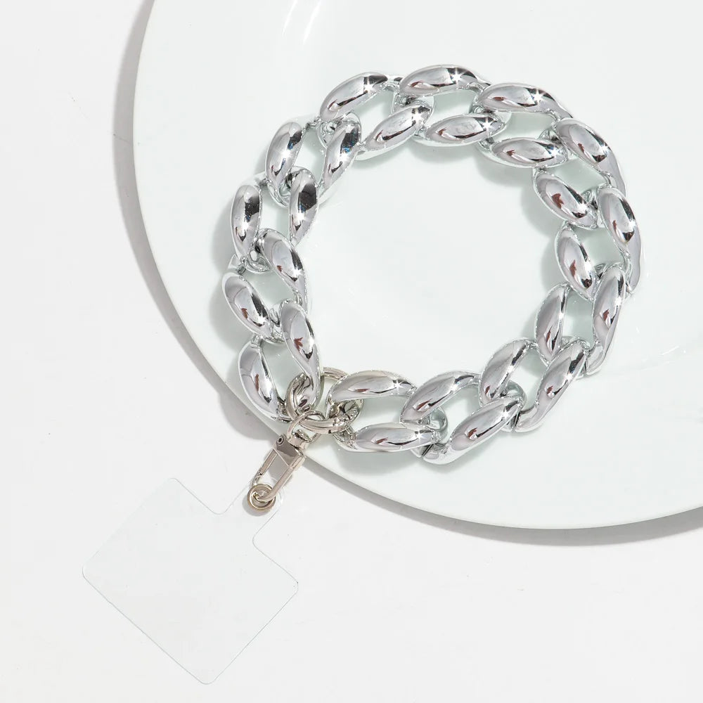 New Turquoise Acrylic Chunky Cuban Chain Mobile Phone Lanyard Men Women Rock Key Cellphone Cases Strap Accessories Jewelry Gift