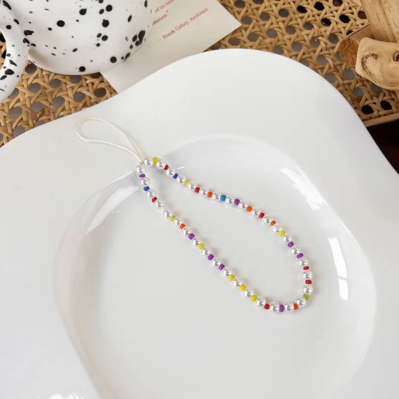 2023 Pink Acrylic Heart Cellphone Chain Lanyard Jewelry for Women Vintage Devil Eye Flower Charm Phone Case Strap Accessories