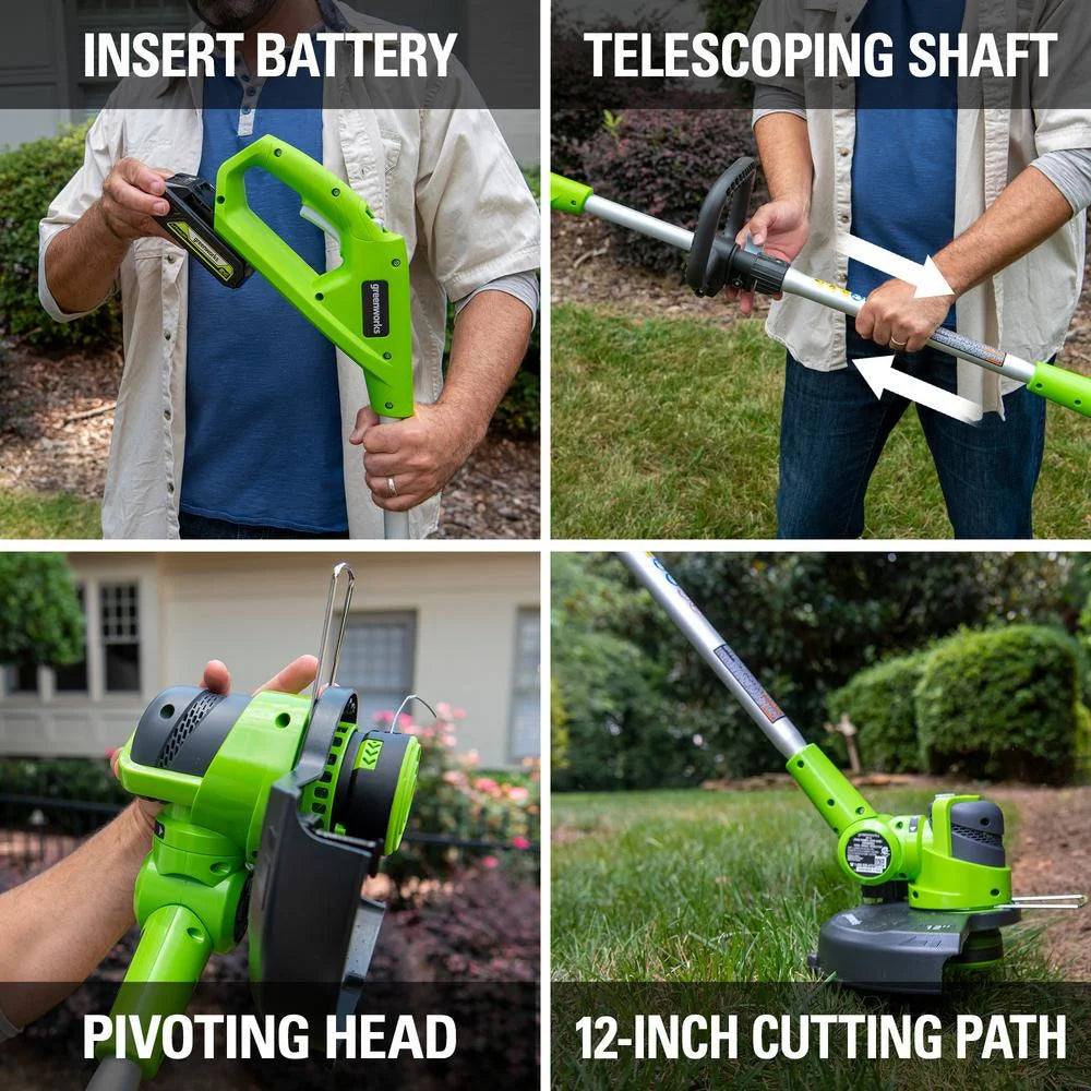 24V 12" Cordless String Trimmer/Edger with 2.0 Ah USB Battery & Charger 2117902AZVT