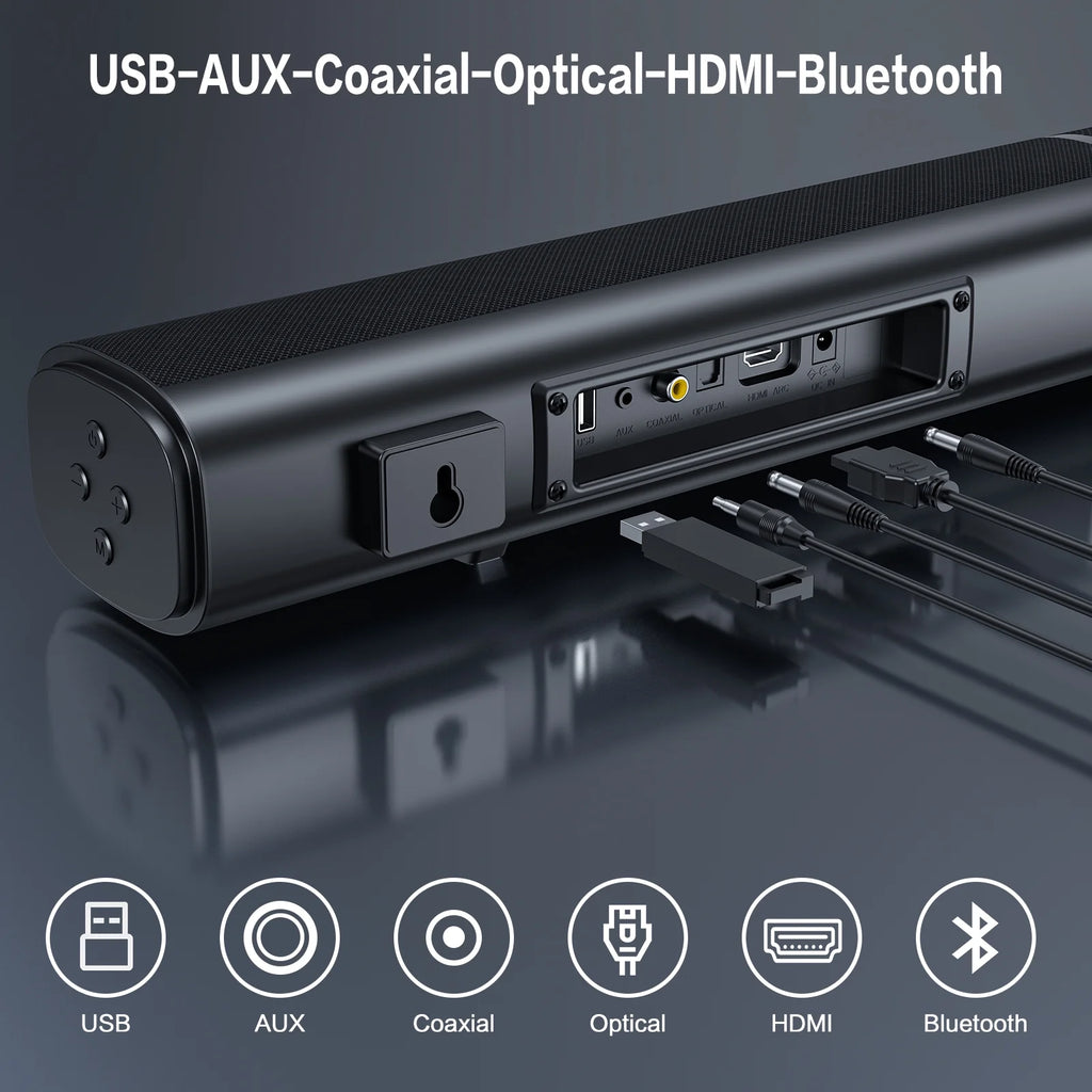 4.1Ch Sound Bar with Subwoofer, 120W Separable Sound Bar for TV, 2-In-1 Detachable Sound Bar with Usb/Aux/Coaxial/Optical/Hdmi/Bluetooth