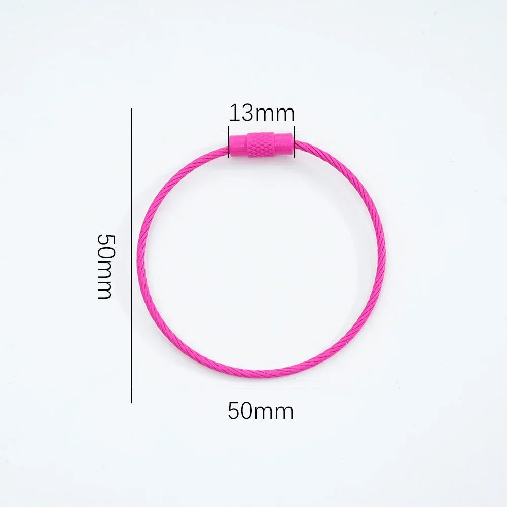 5pcs Colorful Metals Steel Wire Keychain Loop Solid Color Loop Holder Key Chains Diy Key Chain Cell Phone Chain Accessories