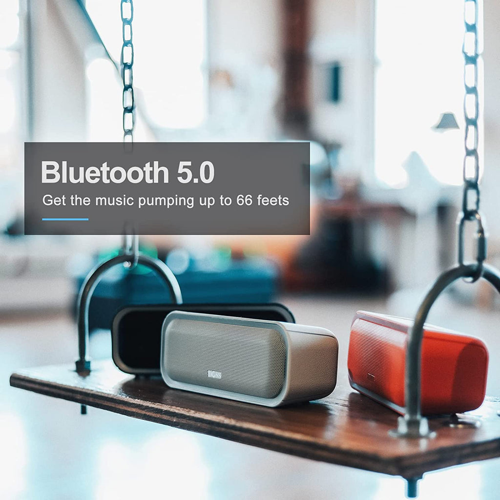 Soundbox Pro Bluetooth Speaker, 20W Stereo Sound, Active Extra Bass, 20H Playtime, Multi-Colors Lights, Wireless Stereo Pairing, IPX6 Waterproof for Garden, Hiking, Camping, Beach, Party-Blue