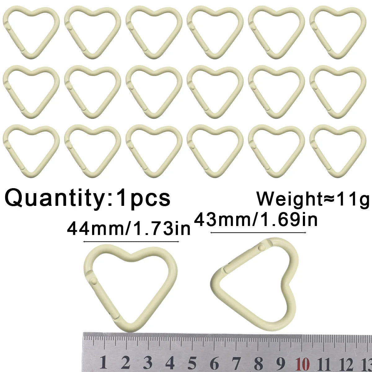 Peach Heart Baked Lacquer 44mm Spring Clip 1~20pcs Keychain for Jewelry Making Key Chain Cell Phone Chain Pendant DIY Accessorie