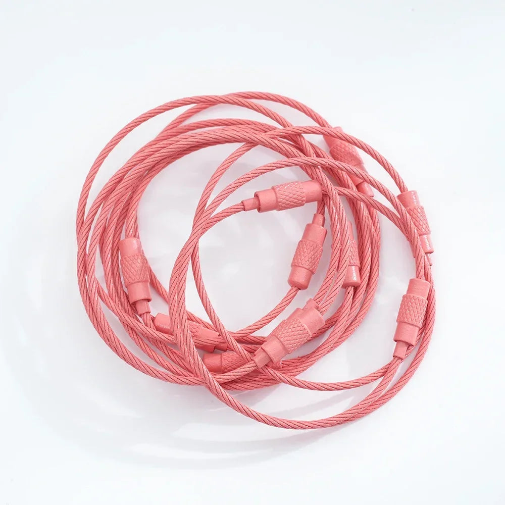 5pcs Colorful Metals Steel Wire Keychain Loop Solid Color Loop Holder Key Chains Diy Key Chain Cell Phone Chain Accessories