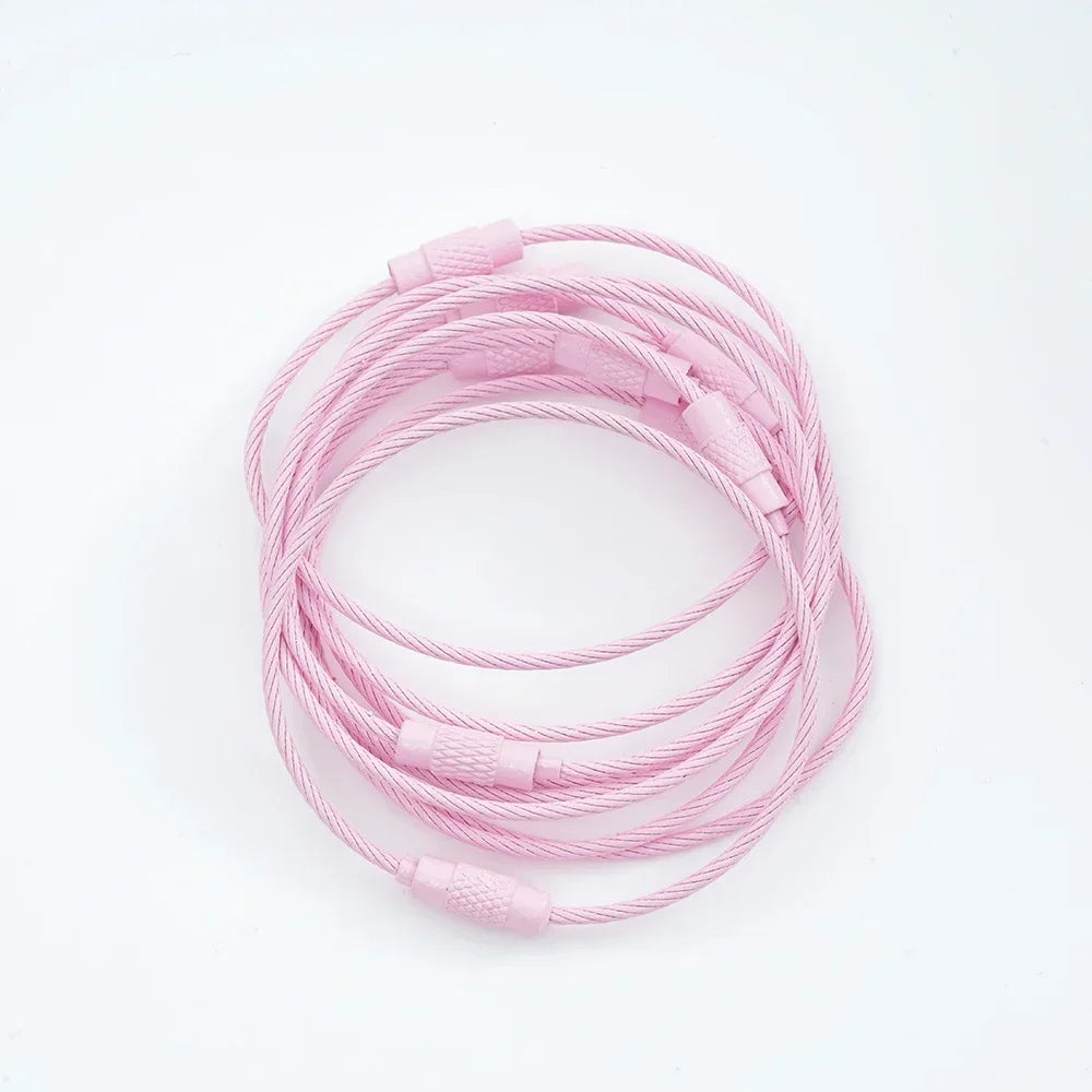 5pcs Colorful Metals Steel Wire Keychain Loop Solid Color Loop Holder Key Chains Diy Key Chain Cell Phone Chain Accessories