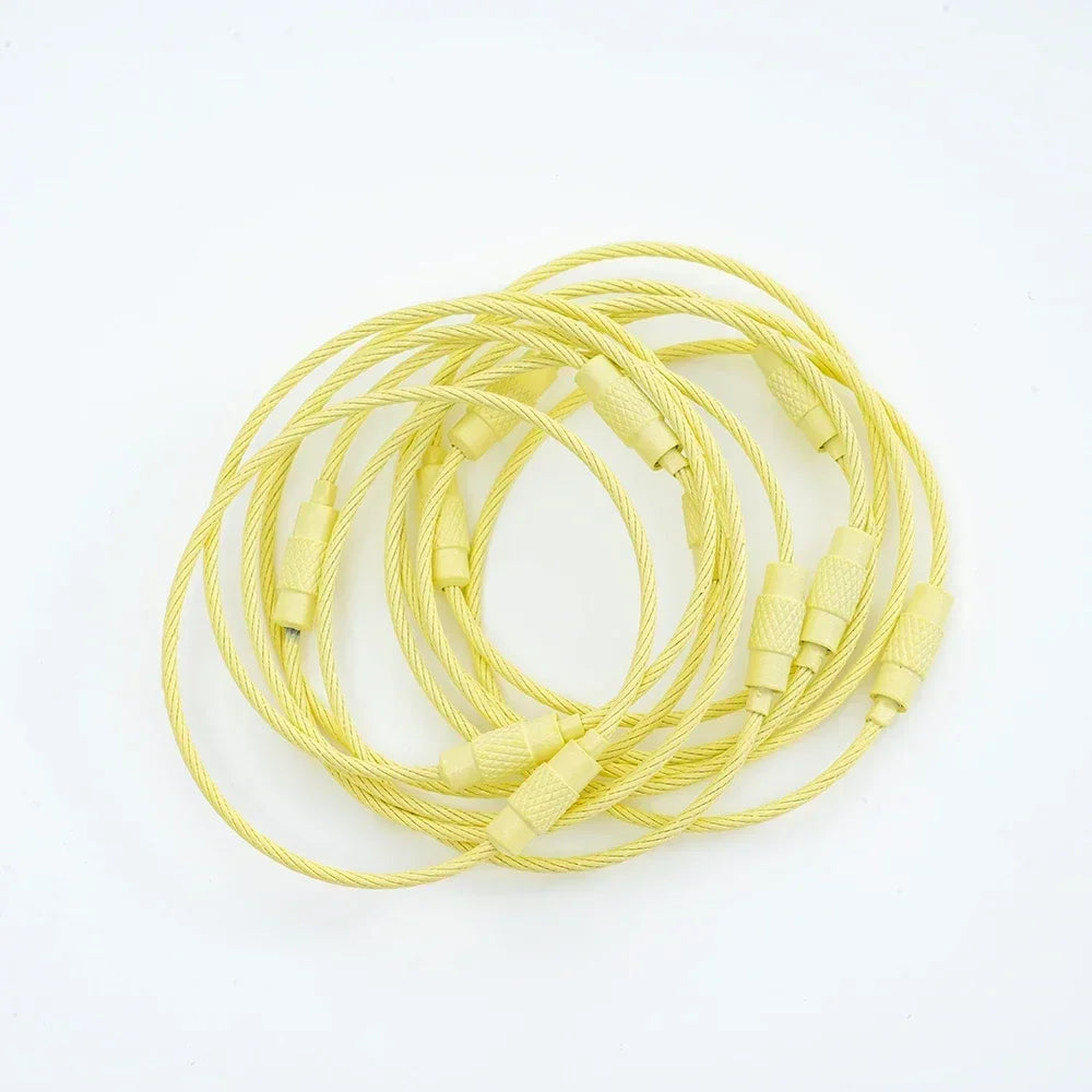 5pcs Colorful Metals Steel Wire Keychain Loop Solid Color Loop Holder Key Chains Diy Key Chain Cell Phone Chain Accessories