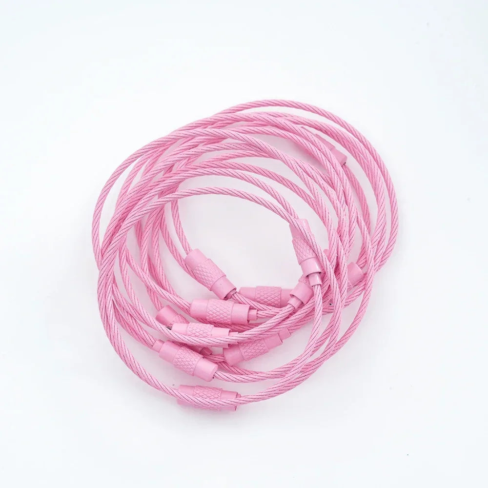 5pcs Colorful Metals Steel Wire Keychain Loop Solid Color Loop Holder Key Chains Diy Key Chain Cell Phone Chain Accessories