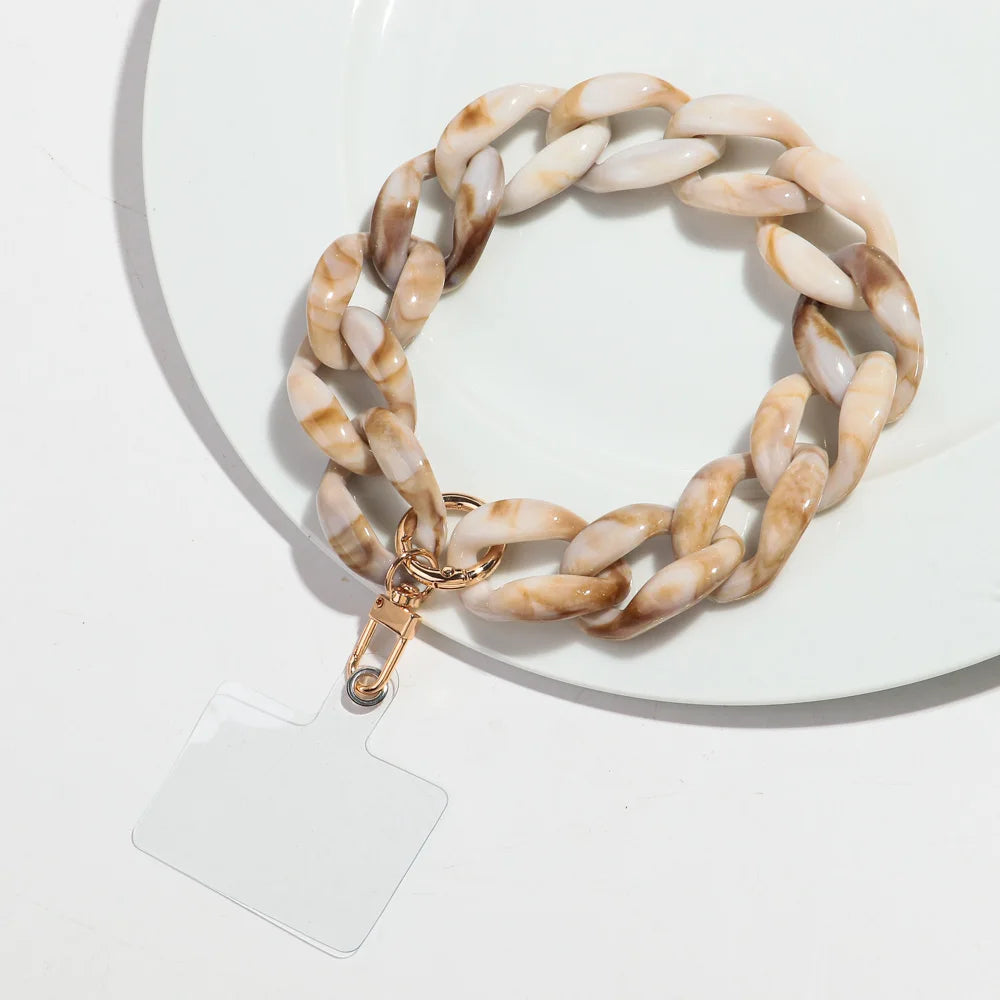 New Turquoise Acrylic Chunky Cuban Chain Mobile Phone Lanyard Men Women Rock Key Cellphone Cases Strap Accessories Jewelry Gift