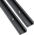 Aluminum 24" T-Track for Woodworking –Double Cut Profile Universal with Predrilled Mounting Holes -Woodworking and Clamps-Fine Sandblast Black Anodized 2PK