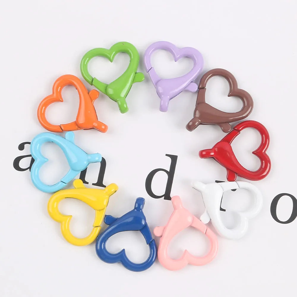 5pcs Multicoloured Alloy Heart Shape Lobster Clasp Key Connector Diy Key Chain Cell Phone Chain Keychain Making Accessories