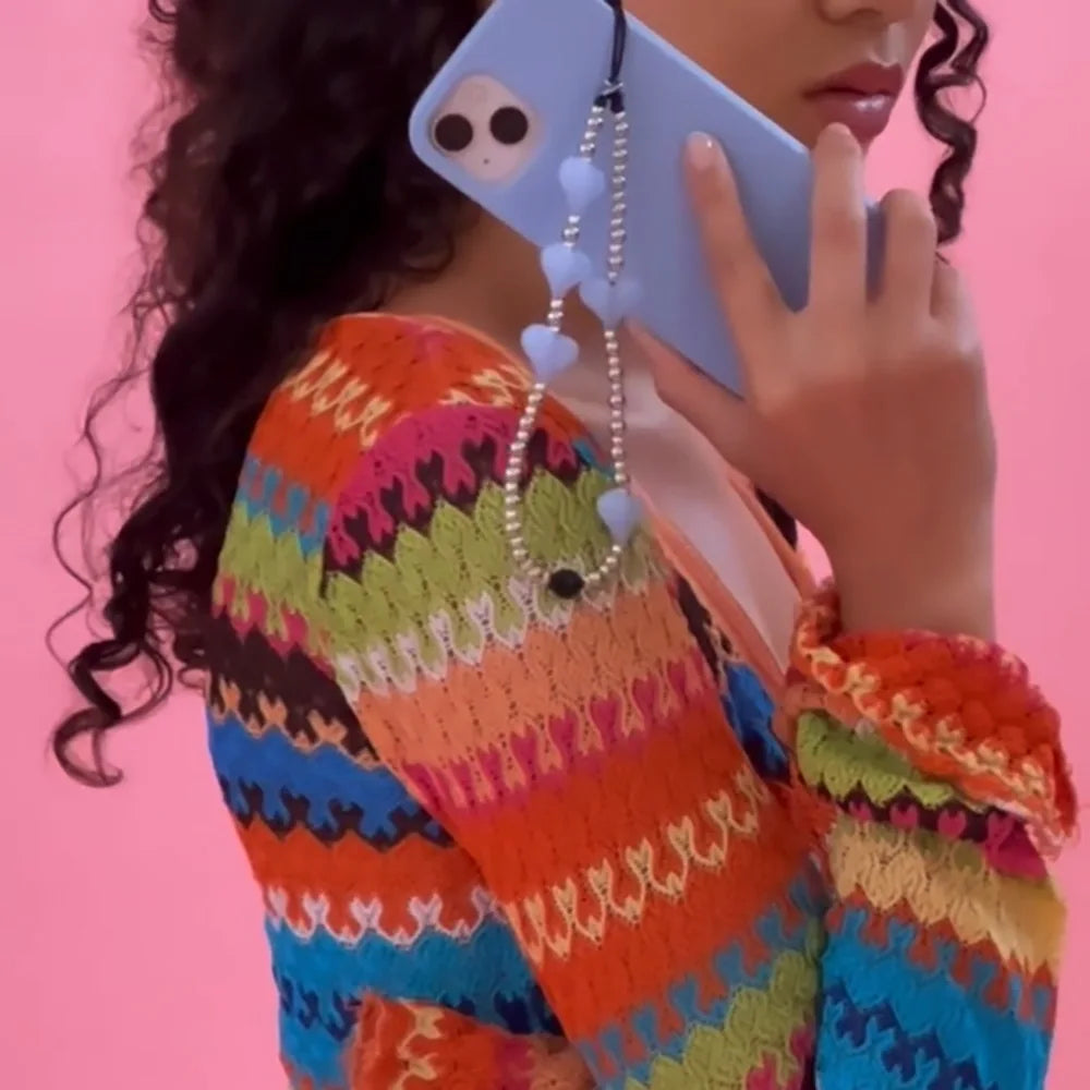 HERLOOK Heart Phone Charm Y2K Accessories Metal Beads Chain for Cell Phones Mobile Strap