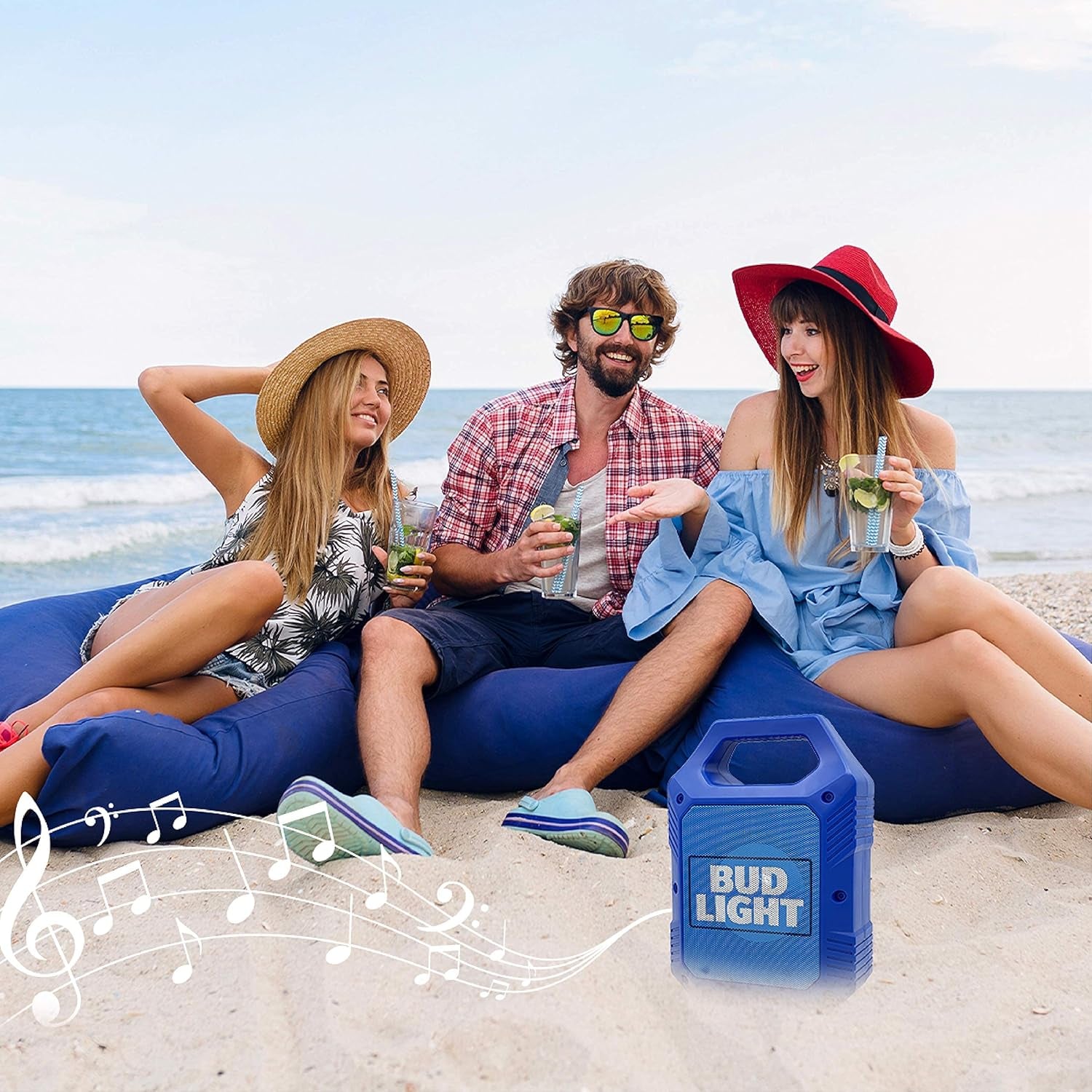 Bud Light Portable Bluetooth Wireless Speaker with Led Lighting 1200Mah Rechargeable Battery Premium Bass & Clear Music Zero Distortion Connect with USB TF Card