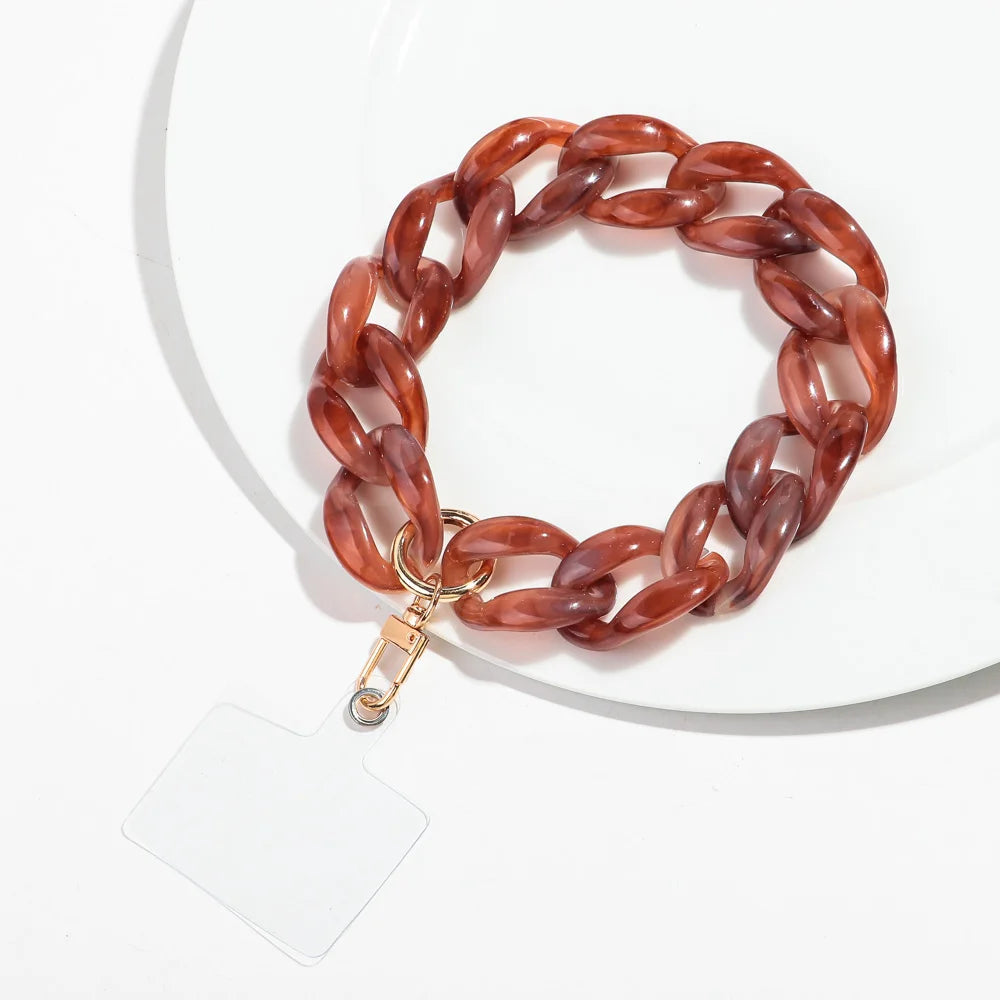 New Turquoise Acrylic Chunky Cuban Chain Mobile Phone Lanyard Men Women Rock Key Cellphone Cases Strap Accessories Jewelry Gift