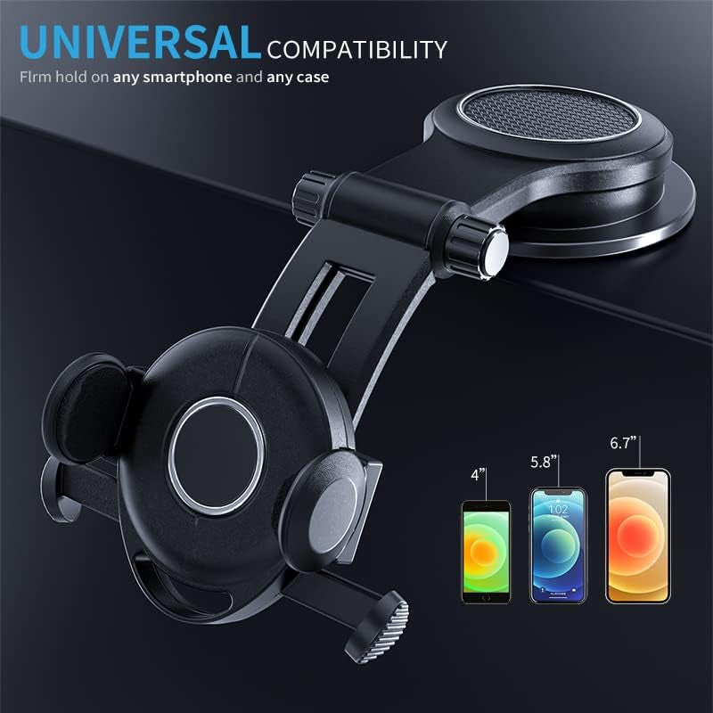 Phone Mount for Car, Dashboard Clip Suction Cup Thick Shell and Large Phone Friendly Car Phone Holder, Compatible with All Cell Phones