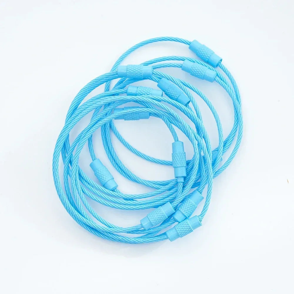 5pcs Colorful Metals Steel Wire Keychain Loop Solid Color Loop Holder Key Chains Diy Key Chain Cell Phone Chain Accessories