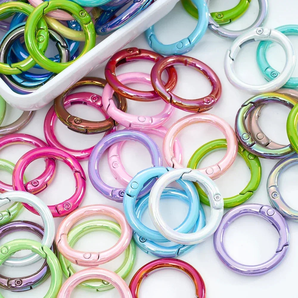 5pcs Colorful Round Lobster Clasp Key Connector DIY Key Chain Cell Phone Chain Keychain Making Accessories