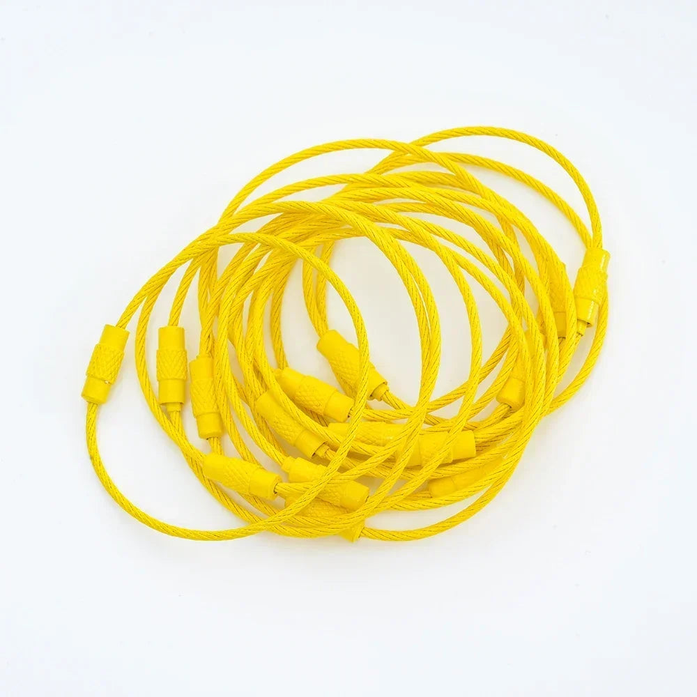 5pcs Colorful Metals Steel Wire Keychain Loop Solid Color Loop Holder Key Chains Diy Key Chain Cell Phone Chain Accessories