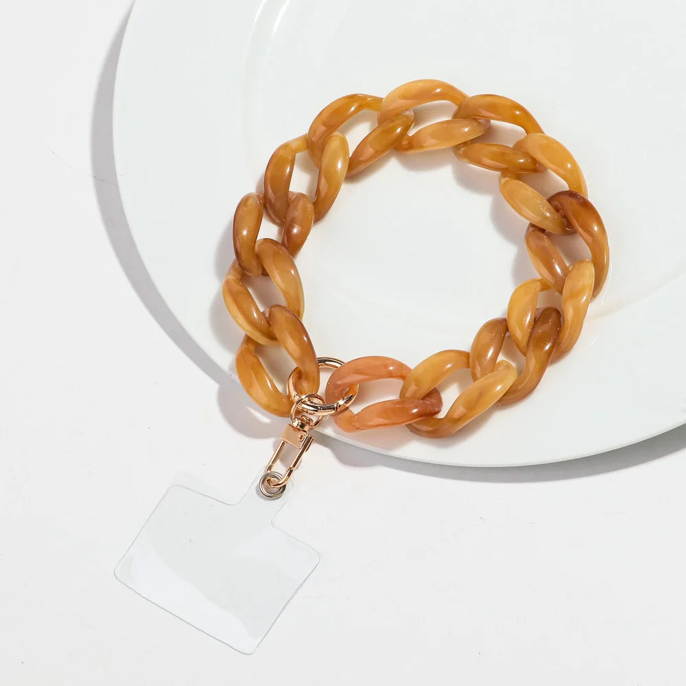 New Turquoise Acrylic Chunky Cuban Chain Mobile Phone Lanyard Men Women Rock Key Cellphone Cases Strap Accessories Jewelry Gift