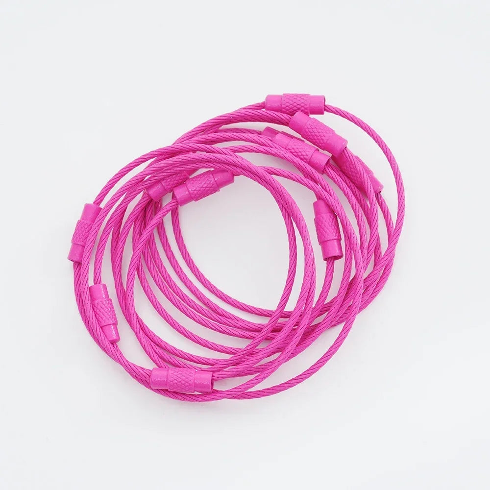 5pcs Colorful Metals Steel Wire Keychain Loop Solid Color Loop Holder Key Chains Diy Key Chain Cell Phone Chain Accessories