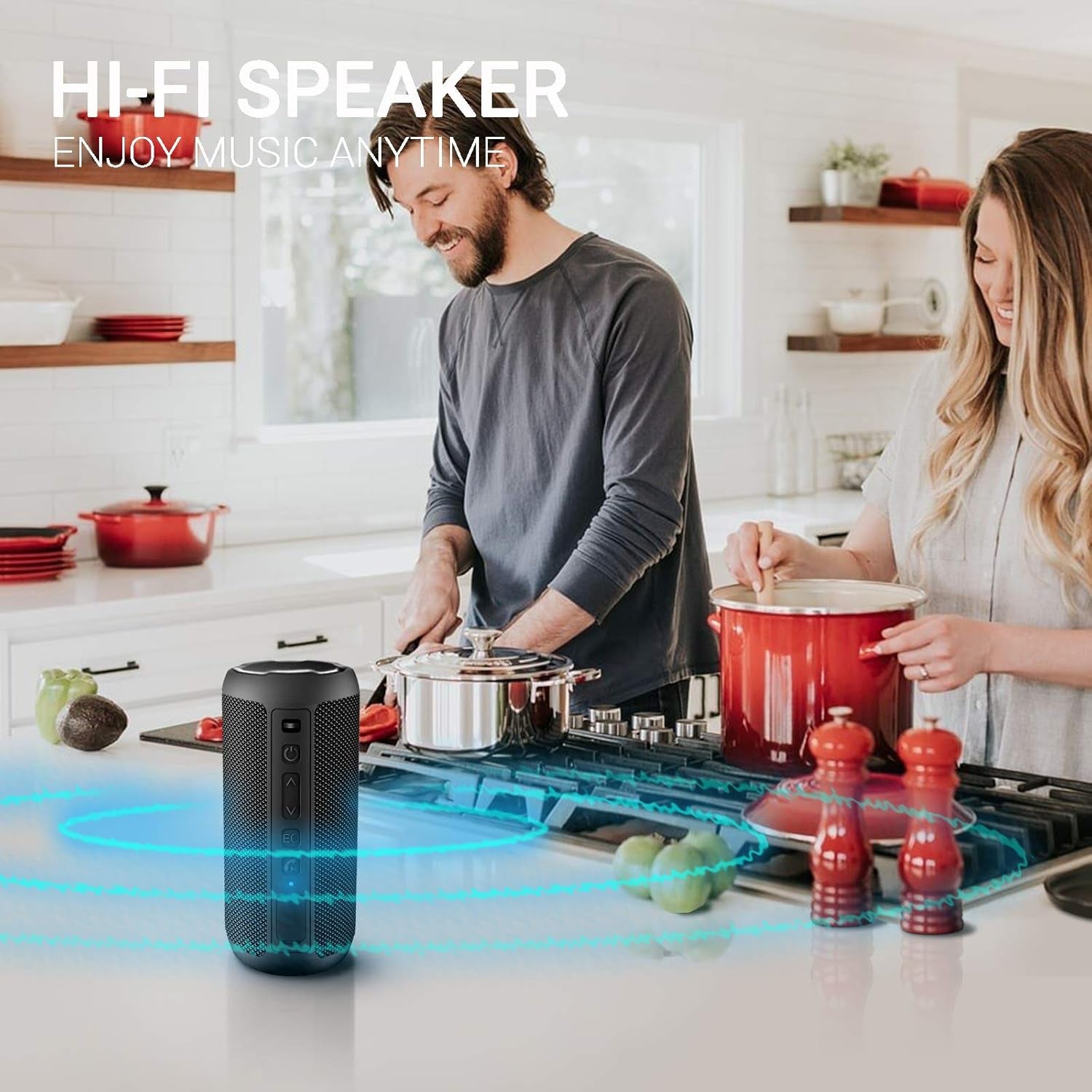 Portable Bluetooth Speakers with Colorful Lights, IPX7 Waterproof Wireless 20W Speaker, Outdoor Sports Speakers with Bluetooth 5.0, 20H Playtime, Deep Bass, TWS Pairing, for Home, Party