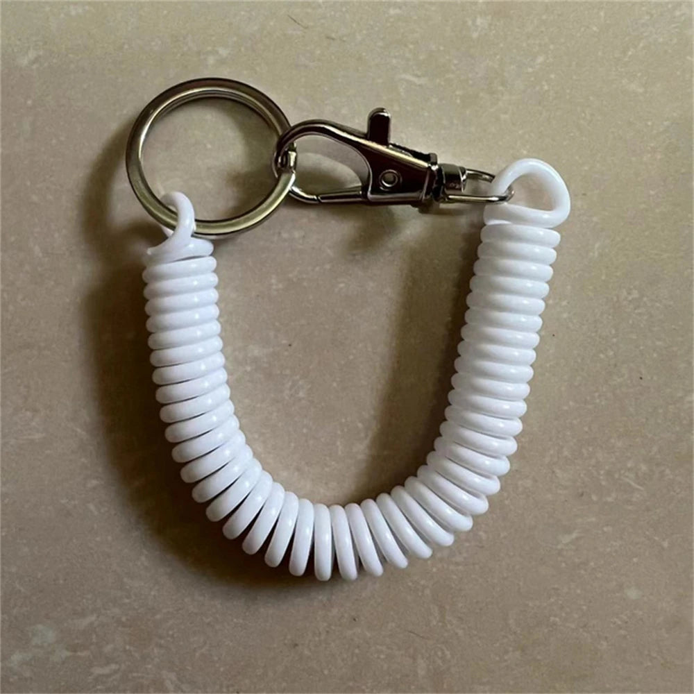 1Pcs Elastic Spring Rope Keychain Multicolor Anti Theft Adjustable Keyrings Bags Wallet Cellphone Accessories Car Key Holder