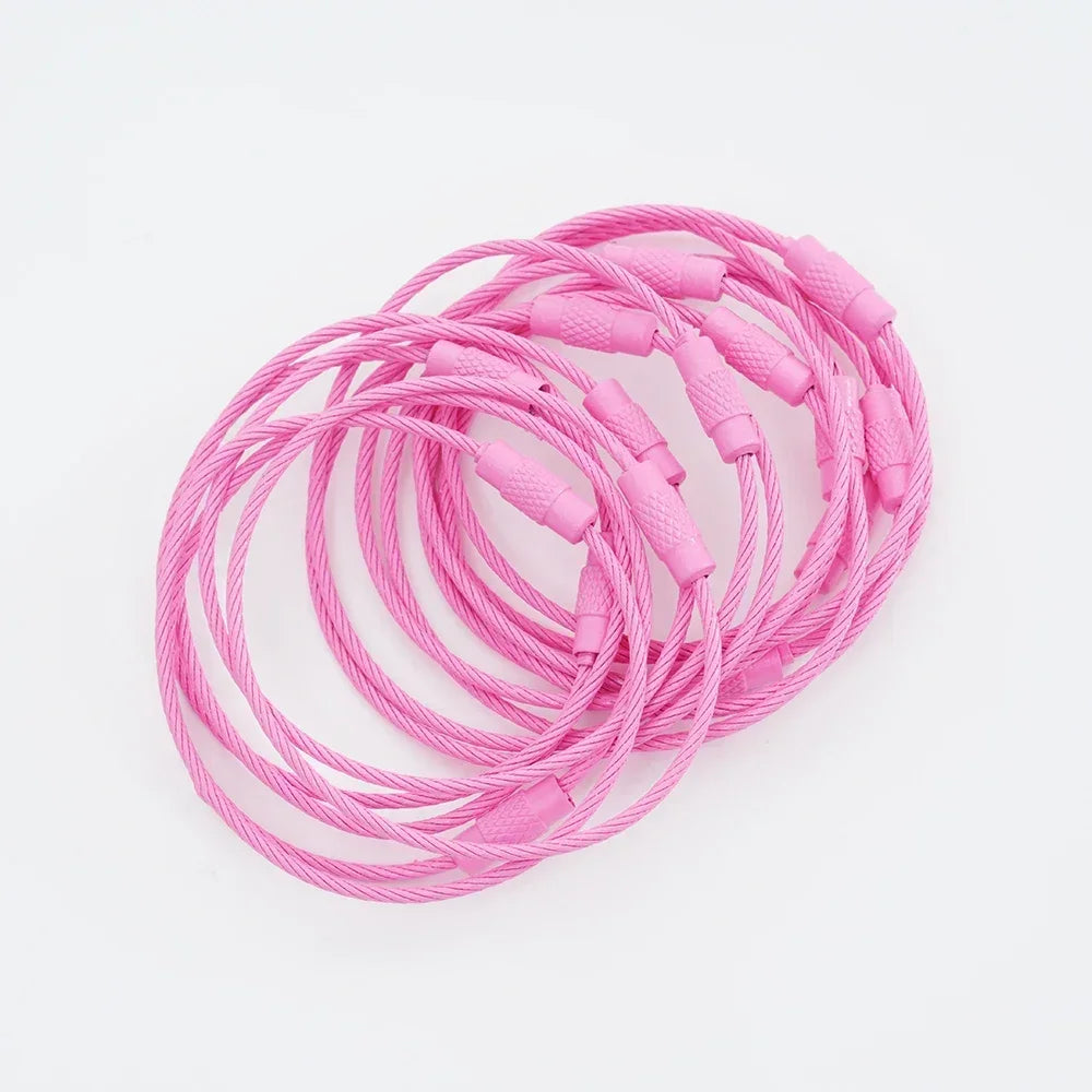 5pcs Colorful Metals Steel Wire Keychain Loop Solid Color Loop Holder Key Chains Diy Key Chain Cell Phone Chain Accessories