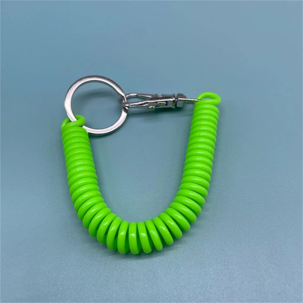 1Pcs Elastic Spring Rope Keychain Multicolor Anti Theft Adjustable Keyrings Bags Wallet Cellphone Accessories Car Key Holder