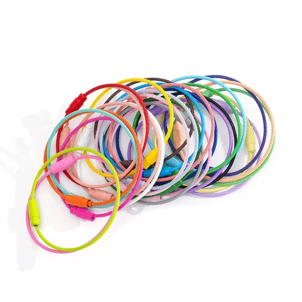 5pcs Colorful Metals Steel Wire Keychain Loop Solid Color Loop Holder Key Chains Diy Key Chain Cell Phone Chain Accessories