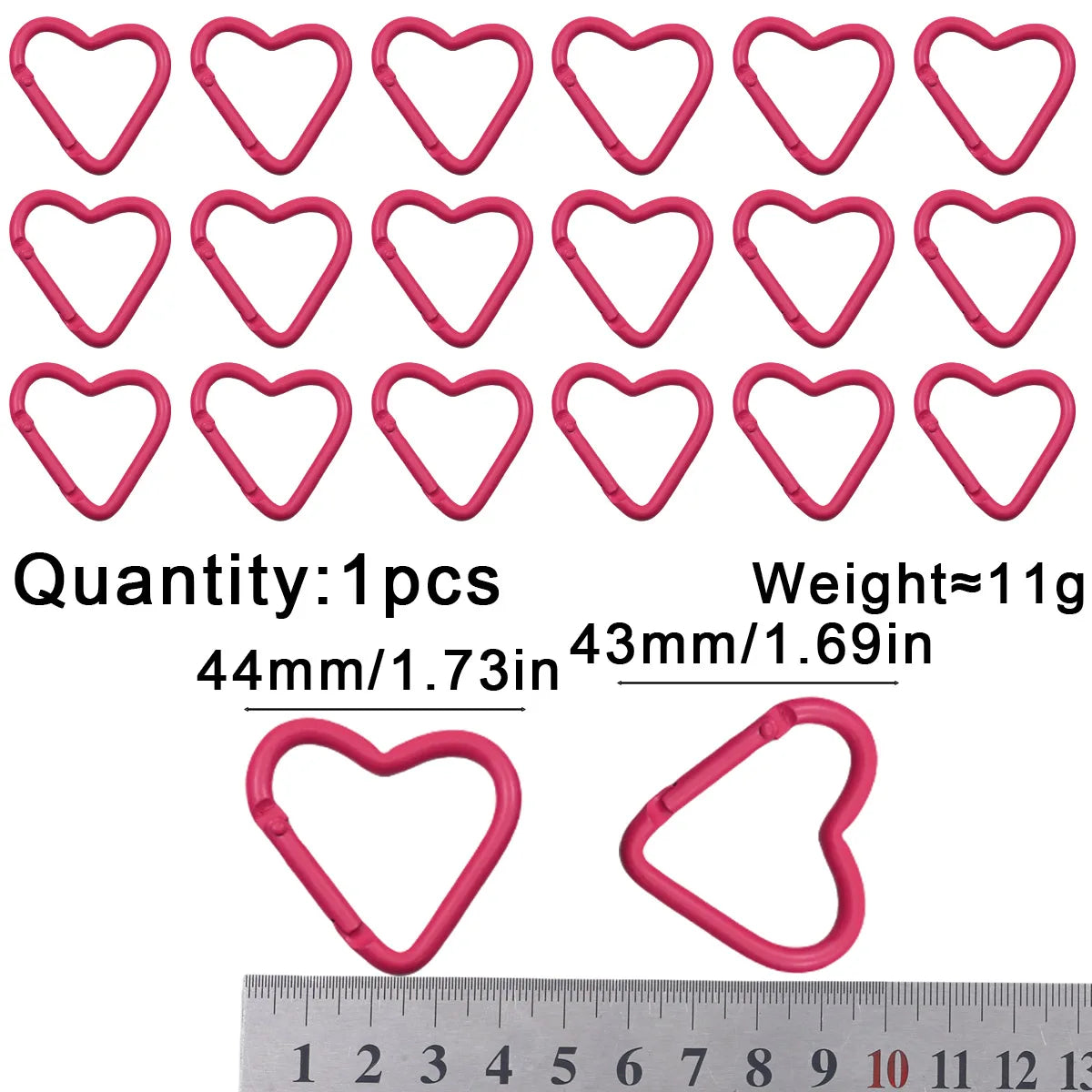 Peach Heart Baked Lacquer 44mm Spring Clip 1~20pcs Keychain for Jewelry Making Key Chain Cell Phone Chain Pendant DIY Accessorie