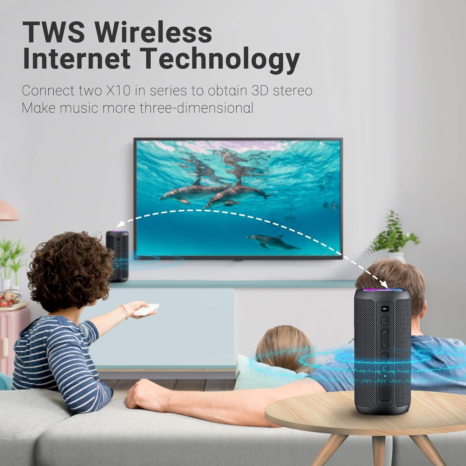 Portable Bluetooth Speakers with Colorful Lights, IPX7 Waterproof Wireless 20W Speaker, Outdoor Sports Speakers with Bluetooth 5.0, 20H Playtime, Deep Bass, TWS Pairing, for Home, Party