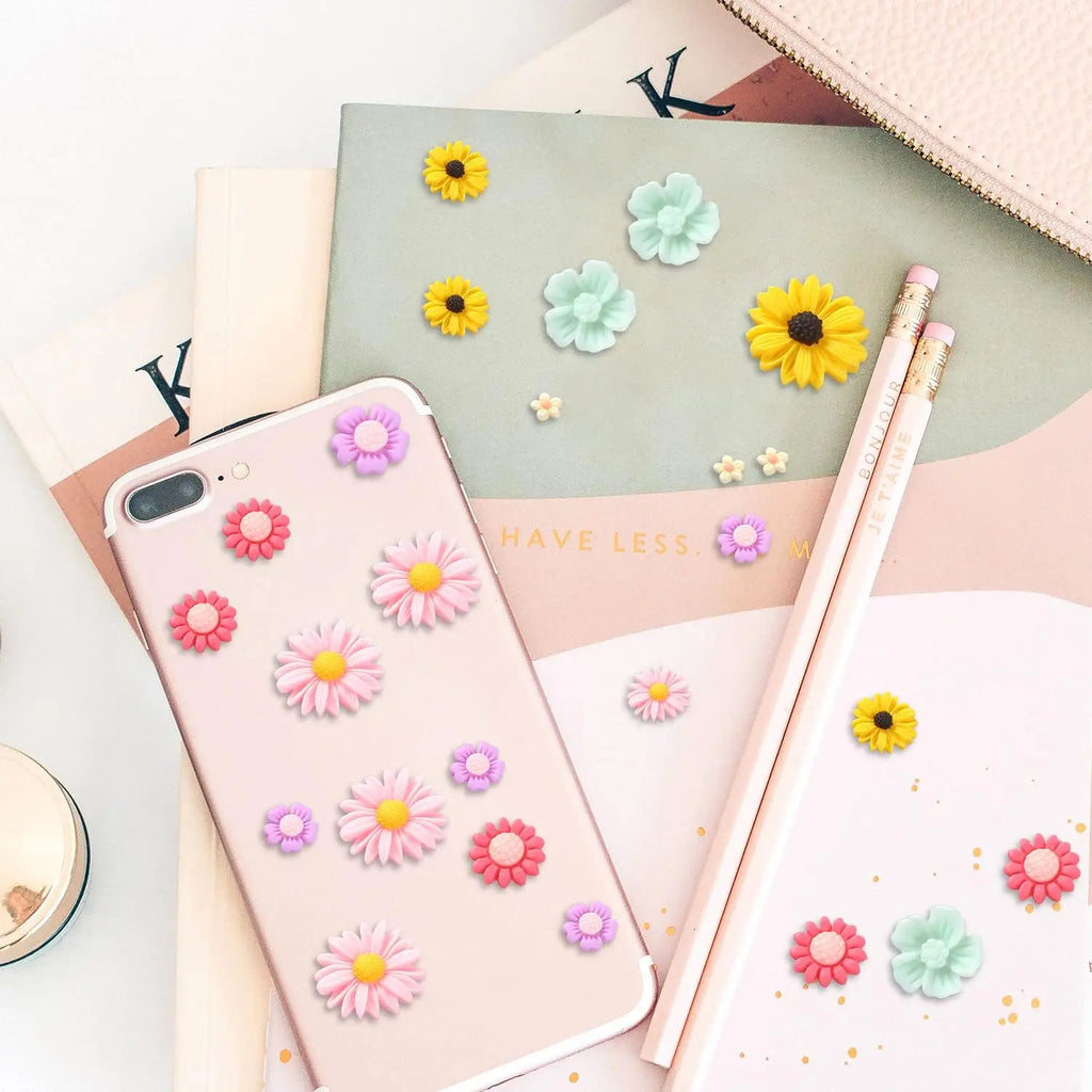100pcs mixed small daisy rose resin accessories DIY cream glue hairpin cell phone case making materials mother plot gifts