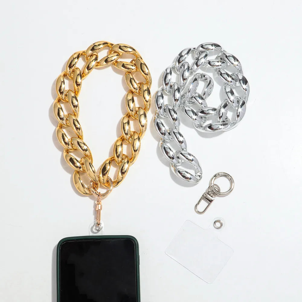 New Turquoise Acrylic Chunky Cuban Chain Mobile Phone Lanyard Men Women Rock Key Cellphone Cases Strap Accessories Jewelry Gift