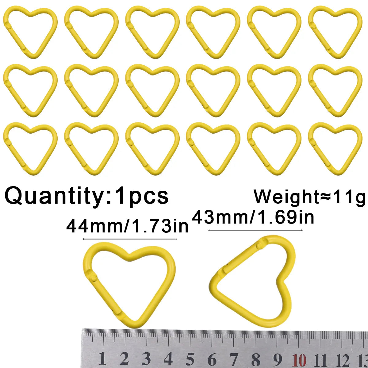 Peach Heart Baked Lacquer 44mm Spring Clip 1~20pcs Keychain for Jewelry Making Key Chain Cell Phone Chain Pendant DIY Accessorie