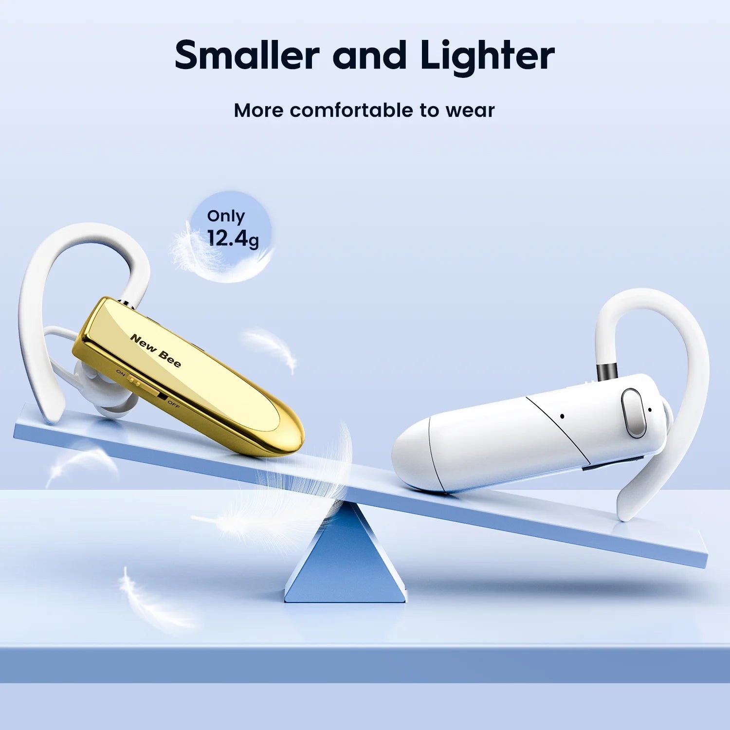 2PC Bluetooth Headphones V5.0 Wireless (24H Talk Time/180D Standby) W/Mic, Dual Device Connectivity for Iphone/Android/Samsung/Laptop, Business Trucker Headsets,Gold