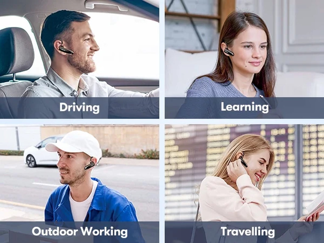 2PC Bluetooth Headphones V5.0 Wireless (24H Talk Time/180D Standby) W/Mic, Dual Device Connectivity for Iphone/Android/Samsung/Laptop, Business Trucker Headsets,Gold