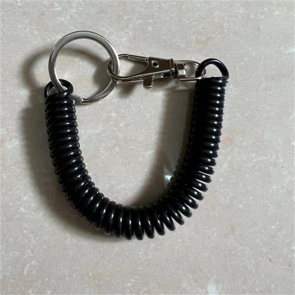 1Pcs Elastic Spring Rope Keychain Multicolor Anti Theft Adjustable Keyrings Bags Wallet Cellphone Accessories Car Key Holder